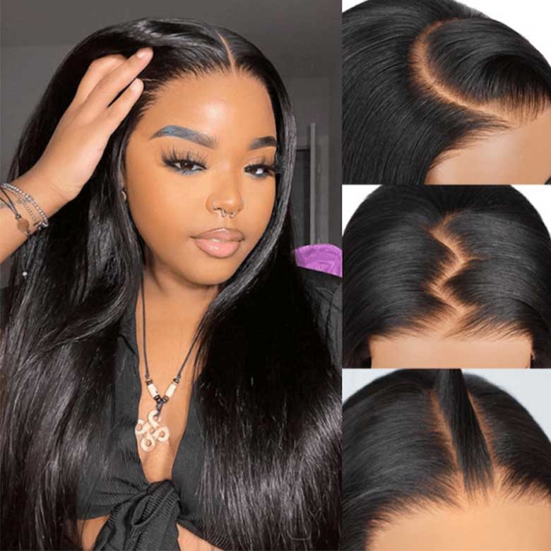 Extra 70% OFF |Klaiyi Straight Hair 7x5 Bye Bye Knots 13x4 Pre-Everything Put On and Go Wig Affordable Lace Part Wig