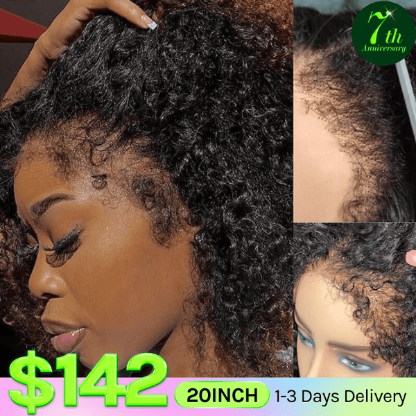 Klaiyi 4C Kinky Edge Wig Realistic Super Natural 4C Kinky Curly 7x5 Bye Bye Knots Wig Flash Sale