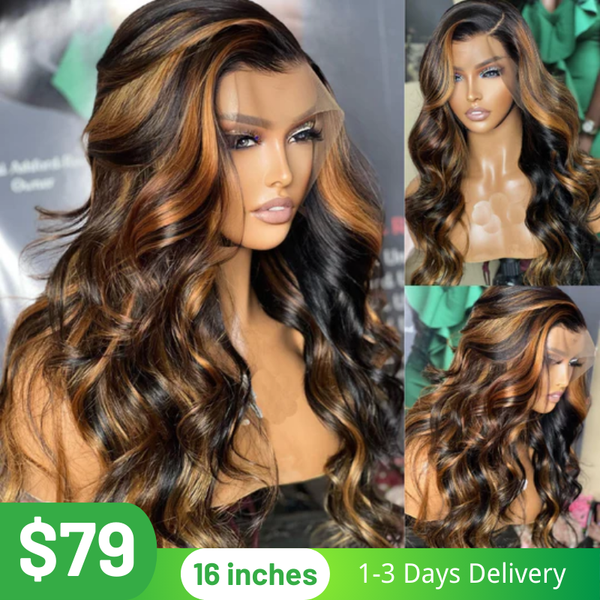 All Wigs Under $100 | Klaiyi Dark Root Brown Balayage Highlight Body Wave Lace Front Wig Flash Sale