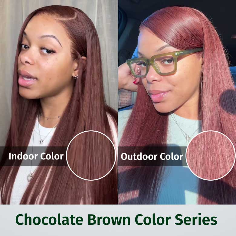 Klaiyi Chocolate Brown 13x4  Pre-Everything™ Lace Frontal Wig Straight Human Hair Glueless Wig Flash Sale