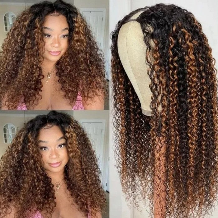 $169 Get 2 Wigs |  7x5 Bye Bye Knots Yaki Straight Put On and Go Glueless Lace Wig + Ombre Balayage Colored Jerry Curly U Part  Meets Real Scalp Glueless Wigs Flash Sale