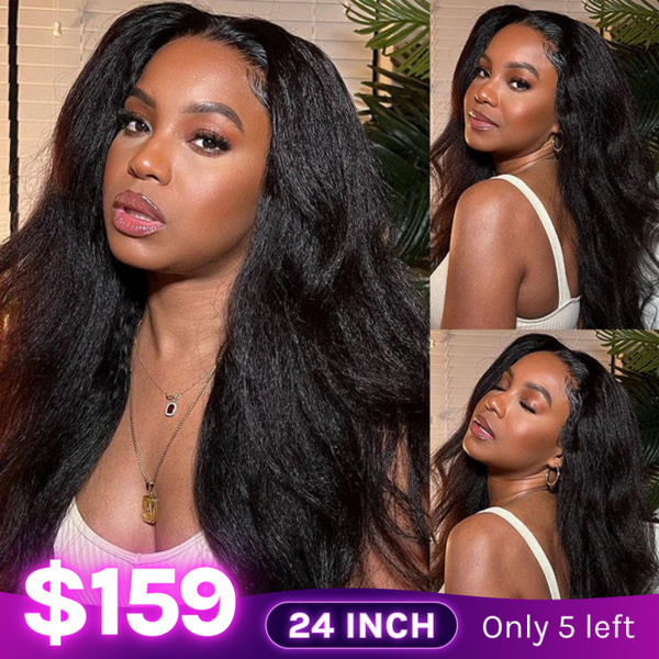 24” Wig | Klaiyi Kinky Straight Lace Front Wig Bye Bye Knots Glueless Wig Flash Sale