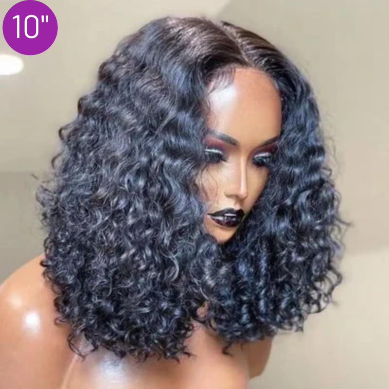 $159 Get 3 Wigs |  7x5 Bye Bye Knots Water Wave Bob Wig +13x4 Lace Front Straight Wig With Bangs + Glueless Bob Wig With Bangs Flash Sale