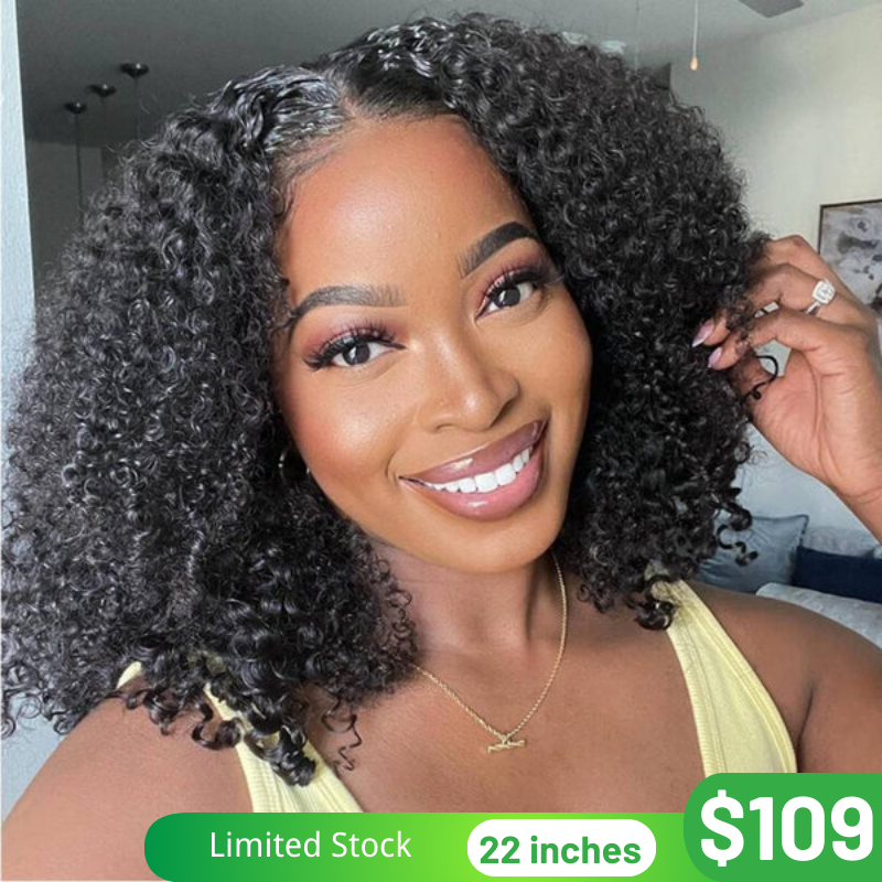 22"-24" Wig | Klaiyi 4C Kinky Curly Lace Part Wigs 100% Virgin Hair Realistic Human Hair Wigs Flash Sale