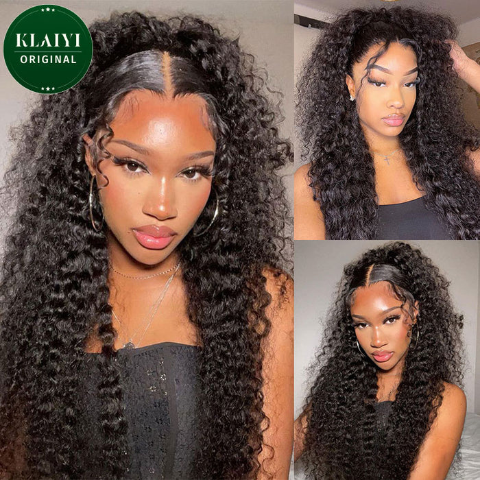 Buy 1 Get 1 Free,Code:BOGO |Klaiyi Water Wave 7x5 Bye Bye Knots Pre-cut Glueless Lace Closure Put On and Go Wig Short Bob