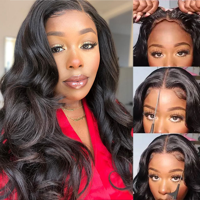 Klaiyi 7x5 Bye Bye Knots Glueless Wig  Body Wave Pre Cut Lace Wigs Flash Sale