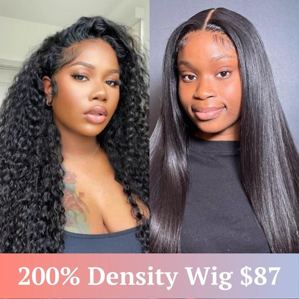 Fast Free Shipping| 200% Denstiy Full Frontal 13x4 Volume Jerry Curly/Slik Straight Wig Skin Friendly Flash Sale Ship From USA Warehouse