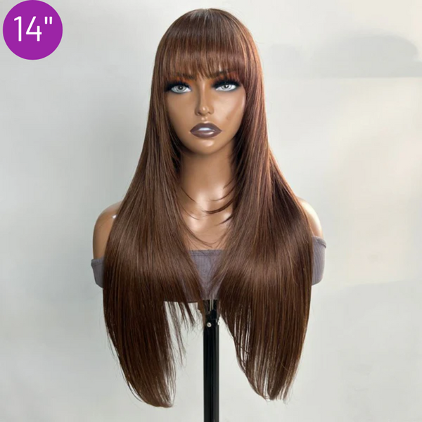 $159 Get 3 Wigs  | Blonde Highlight Piano Color Straight Lace Part Wig  + Natural Color Straight Headband Wig + Mocha Brown Bone Straight Wig With Bang Flash Sale