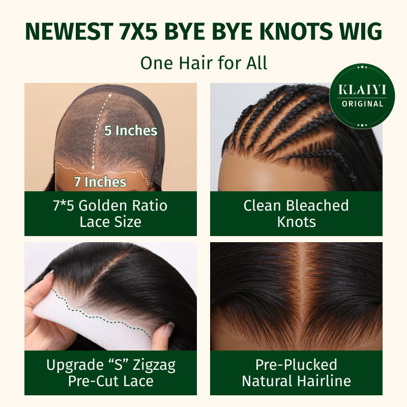 Extra 70% OFF | Klaiyi Yaki Straight Put On and Go Glueless Lace Wigs 7x5 Bye Bye Knots Pre-cut Human Hair Lace Wig Kinky Straight