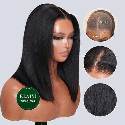 Klaiyi Yaki Straight Bob Wig Upgrade 13x4 Pre Everything Put On and Go ...