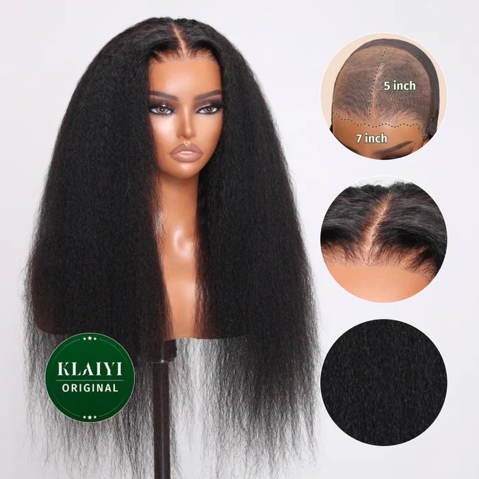 24” Wig | Klaiyi Kinky Straight Lace Front Wig Bye Bye Knots Glueless Wig Flash Sale