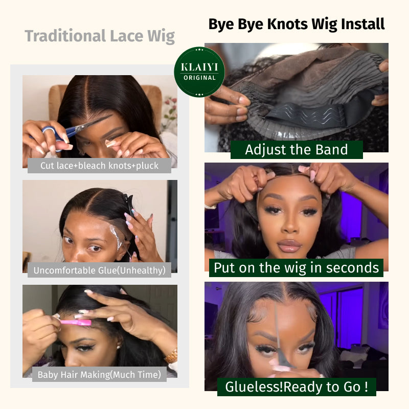 $100 OFF| Code: SAVE100 Klaiyi Yaki Straight 7x5 Bye Bye Knots Wig 4.0