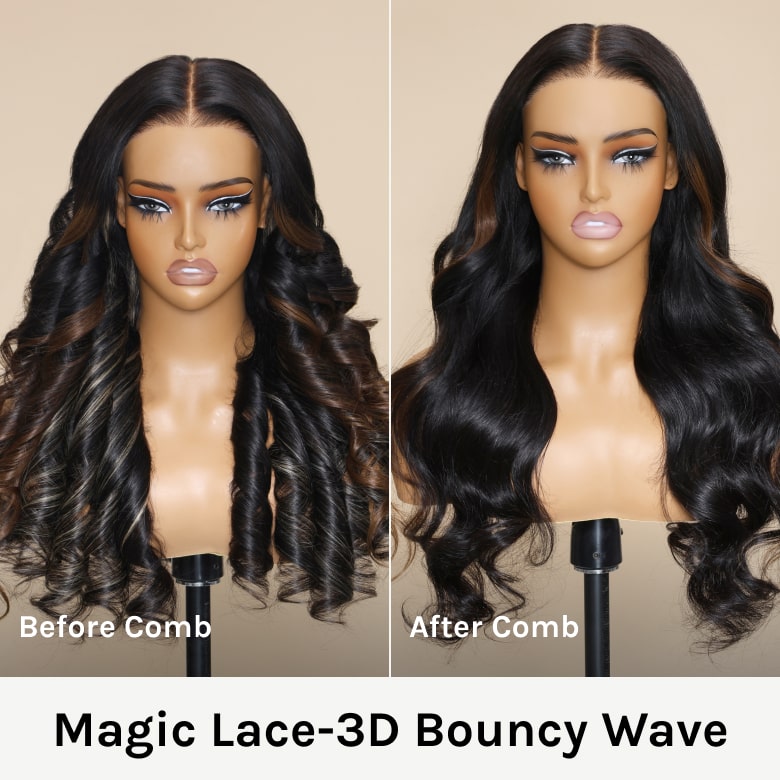 Klaiyi Magic Lace Wig Natural Black Body Wave Wig With 7x5 Replaceable Lace Closure