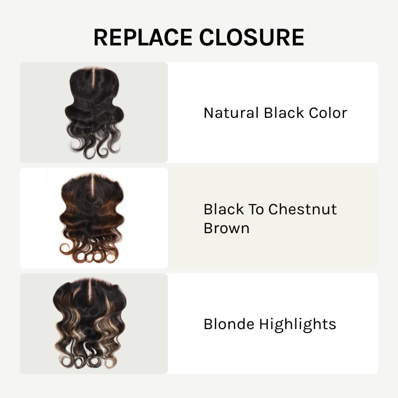 Klaiyi Magic Lace Wig Natural Black Body Wave Wig With 7x5 Replaceable Lace Closure