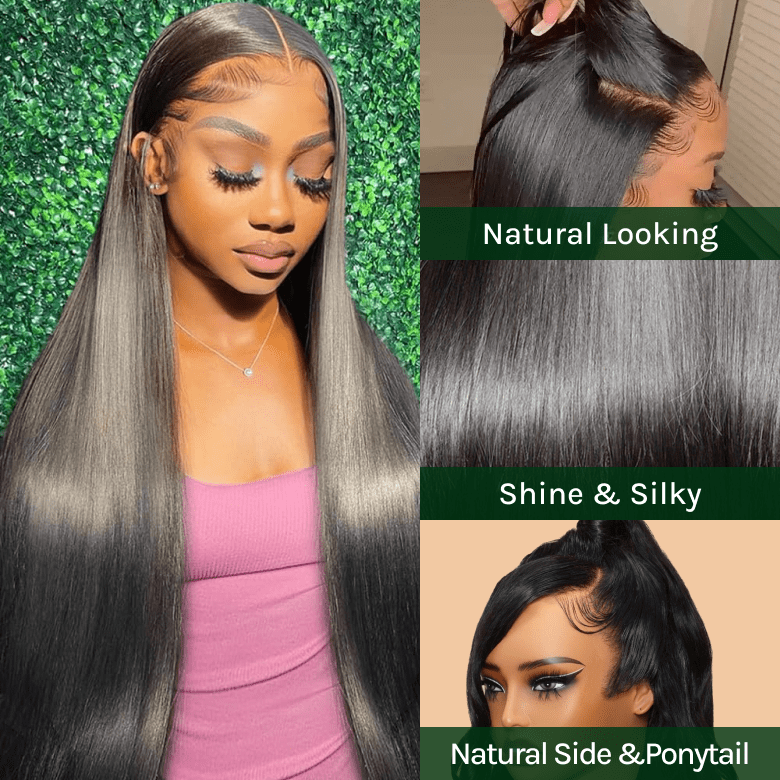 Klaiyi Silky Straight 13x4 Pre-Everything Lace Frontal Wig Real Ear To Ear Pre-Cut Lace Frontal Super Secure Wig