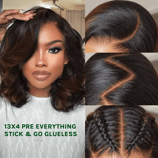 Klaiyi Ombre Black to Chestnut Brown Spiral Curls Fashion Wavy Bob Wigs Pre everything Wig Flash Sale