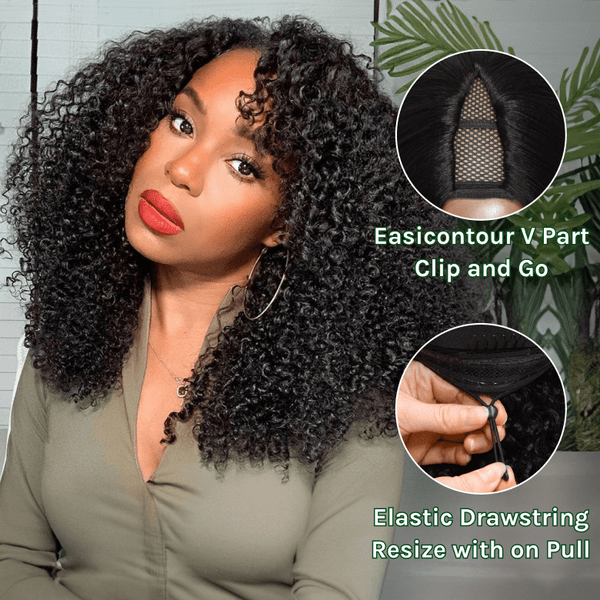 Klaiyi 4c Kinky Curly Vpart Wigs Meets Real Scalp No Leave Out Upgraded Upart Wigs