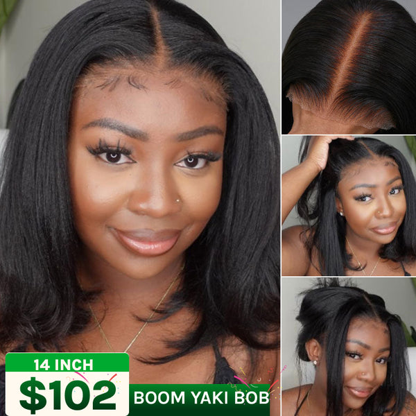 Buy 1 Get 1 Free,Code:BOGO |Yaki Straight Put On and Go Glueless Bob Wig 7x5 Pre-Cut Bye Bye Knots Wig 4.0