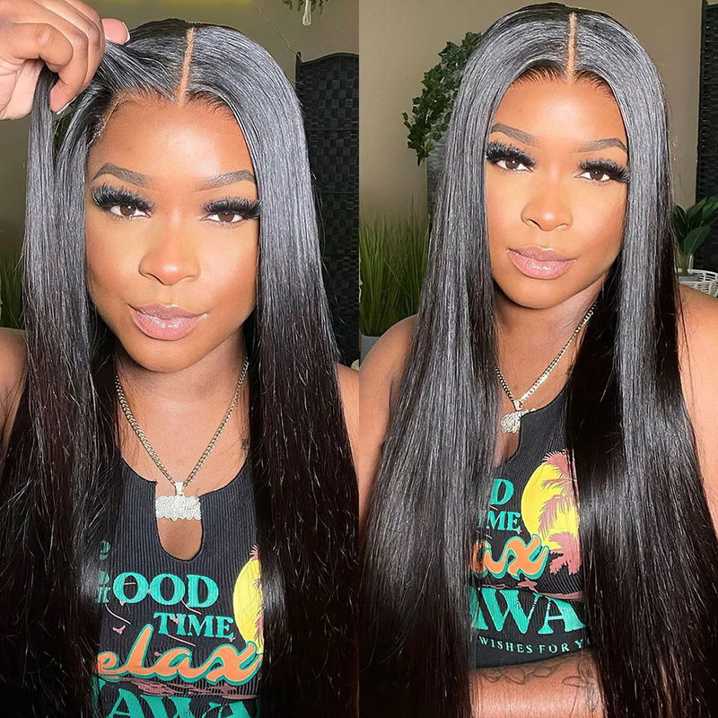 Klaiyi Straight Hair 7x5 Bye Bye Knots 13x4 Pre-Everything Put On and Go Glueless Wig  Flash Sale Affordable Lace Part Wig