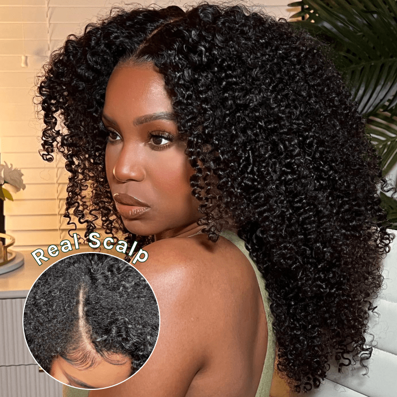 Klaiyi 4c Kinky Curly Vpart Wigs Meets Real Scalp No Leave Out Upgraded Upart Wigs