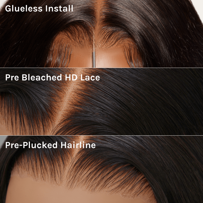 Klaiyi Yaki Straight Put On and Go Glueless Lace Wigs 7x5 Bye Bye Knots Pre-cut Human Hair Lace Wig Kinky Straight