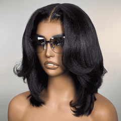 Klaiyi Yaki Straight Bob 13x4 Pre Everything Put On and Go Glueless Wig Pre-Cut Lace Wig Beginner Friendly