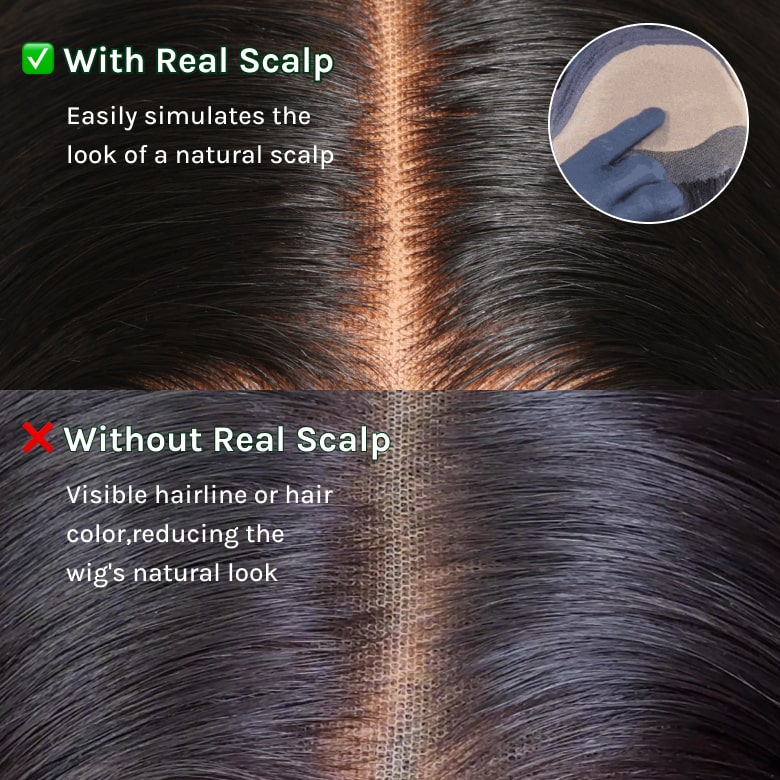 Klaiyi Hair HD Real Scalp™ Wig 13x4 Invisible Lace Frontal Body Wave Wig Natural Black Color