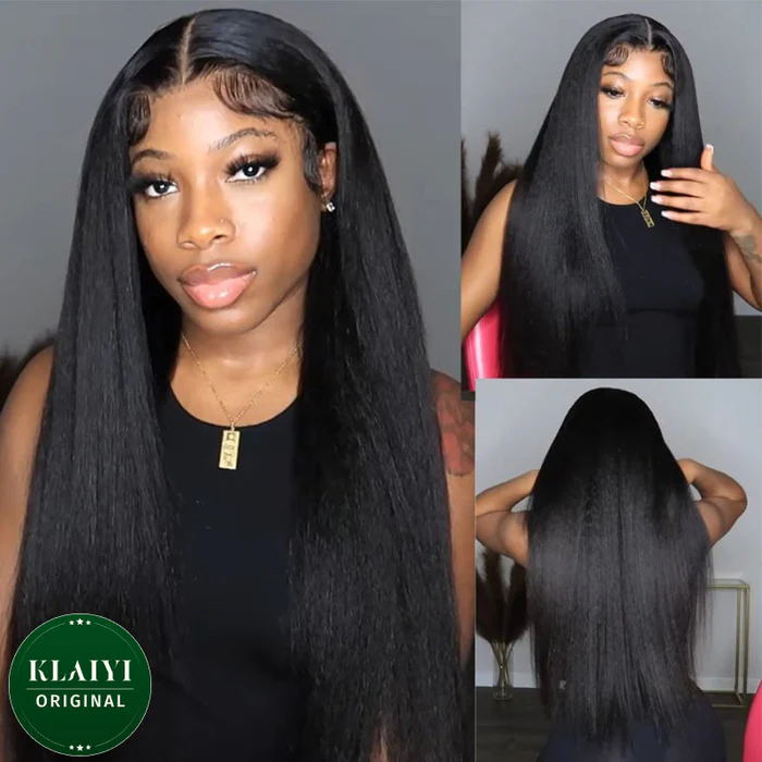 24” Wig | Klaiyi Kinky Straight Lace Front Wig Bye Bye Knots Glueless Wig Flash Sale