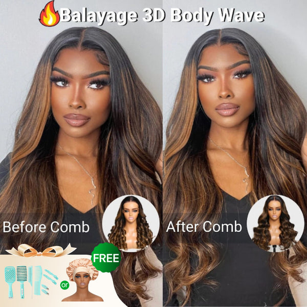 All Wigs Under $100 | Klaiyi Dark Root Brown Balayage Highlight Body Wave Lace Front Wig Flash Sale