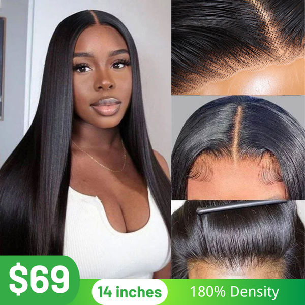 Klaiyi Straight Hair 7x5 Bye Bye Knots 13x4 Pre-Everything Put On and Go Glueless Wig  Flash Sale Affordable Lace Part Wig