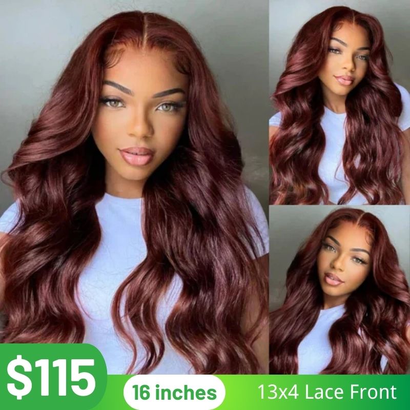 Klaiyi 90% Off Flash Sale 150% Density Reddish Brown 13x4 Lace Front Wig Brunette Auburn Copper Human Hair