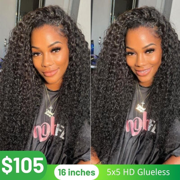 Klaiyi 13x4 HD Transparent Lace Front Wigs Jerry Curly Glueless Lace Wigs 180% Density Flash Sale