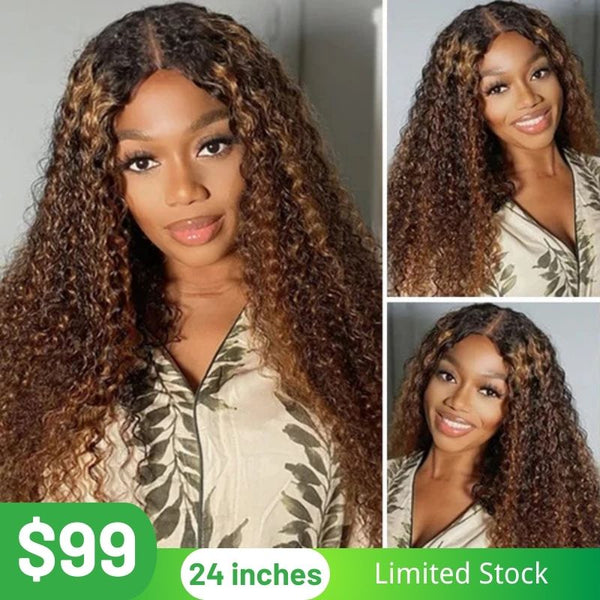 $99=24" Wig | Klaiyi Ombre Balayage Colored Jerry Curly U Part Wigs Meets Real Scalp Glueless Wigs Beginner Friendly Flash Sale