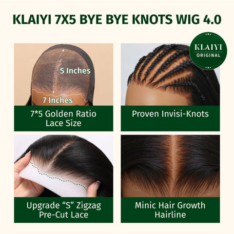 Klaiyi 4C Kinky Edge Wig Realistic Super Natural 4C Kinky Curly 7x5 Bye Bye Knots Wig Flash Sale