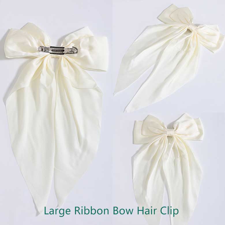 Klaiyi Surprise Gifts|Large Ribbon Bow Hair Clip High-end Feel Satin Hairpin Sweet Cute Hair Accessory Flash Sale