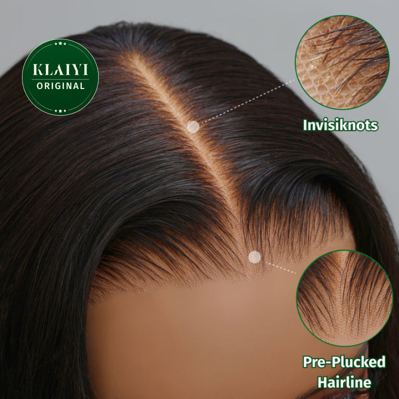 Extra 70% OFF | Klaiyi Yaki Straight Put On and Go Glueless Lace Wigs 7x5 Bye Bye Knots Pre-cut Human Hair Lace Wig Kinky Straight