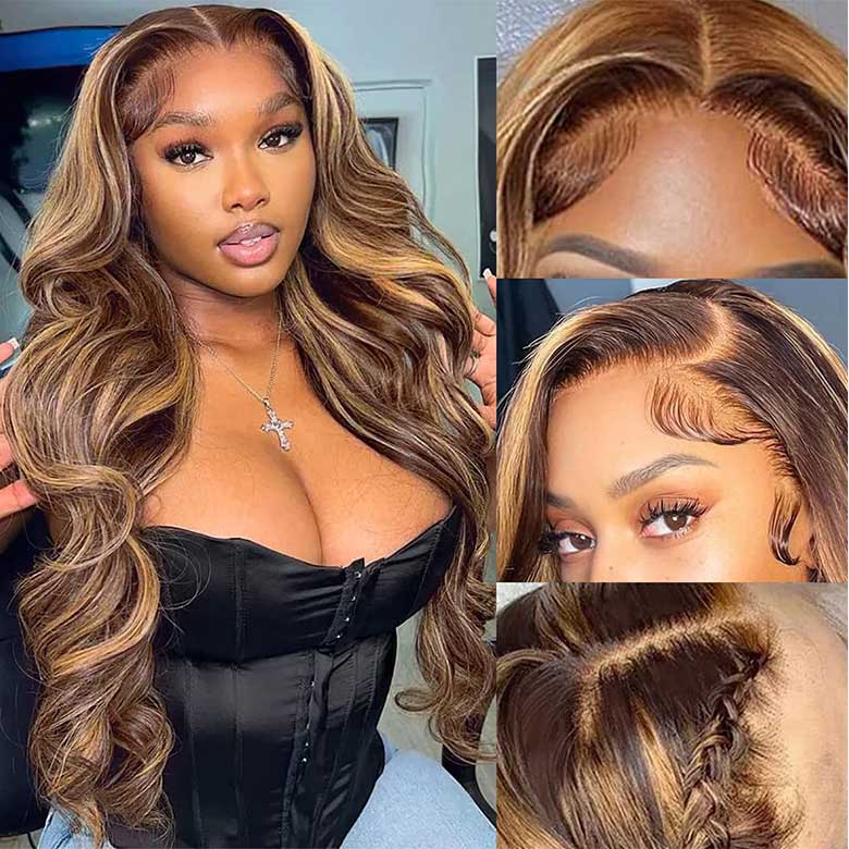 Klaiyi 7x5 Highlight Blonde Body Wave Bye Bye Knots Wig 4.0  Put On and Go Bleach Knots Wig Human Hair Flash Sale