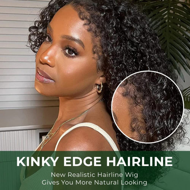 $100 OFF | Code: SAVE100 Klaiyi Jerry Curly 7x5 Bye Bye Knots Wigs with Kinky Edge Bleached Knots Human Hair Wig