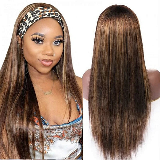 $99=26" WIG| Klaiyi Blonde Highlight Color Straight 100% Human Hair Headband Wig Flash Sale