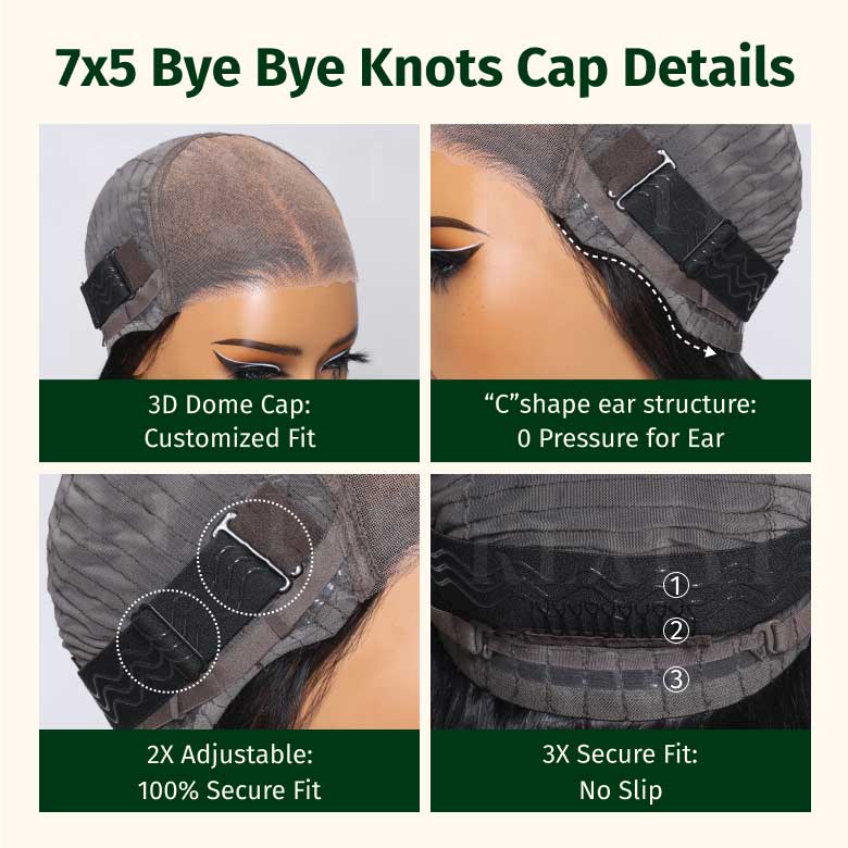 Extra 50% Off Code HALF50 | Klaiyi Yaki Straight Put On and Go Glueless Lace Wigs 7x5 Bye Bye Knots Pre-cut Human Hair Lace Wig Kinky Straight