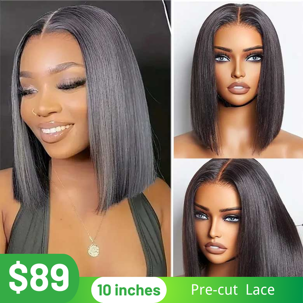 Klaiyi Put On and Go Glueless Bob Wig 13x4 Pre everything/ 7×5 Bye Bye Knots Pre-Cut Lace Closure Wig Beginner Friendly Flash Sale