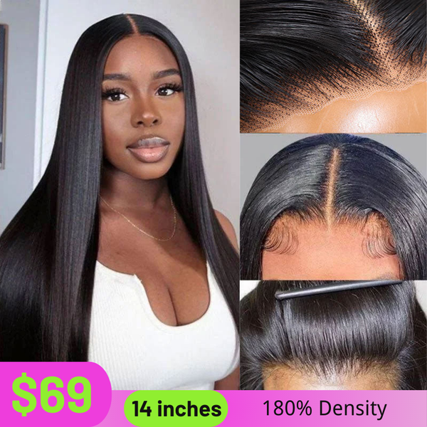 Klaiyi Straight Hair 7x5 Bye Bye Knots 13x4 Pre-Everything Put On and Go Glueless Wig  Flash Sale Affordable Lace Part Wig