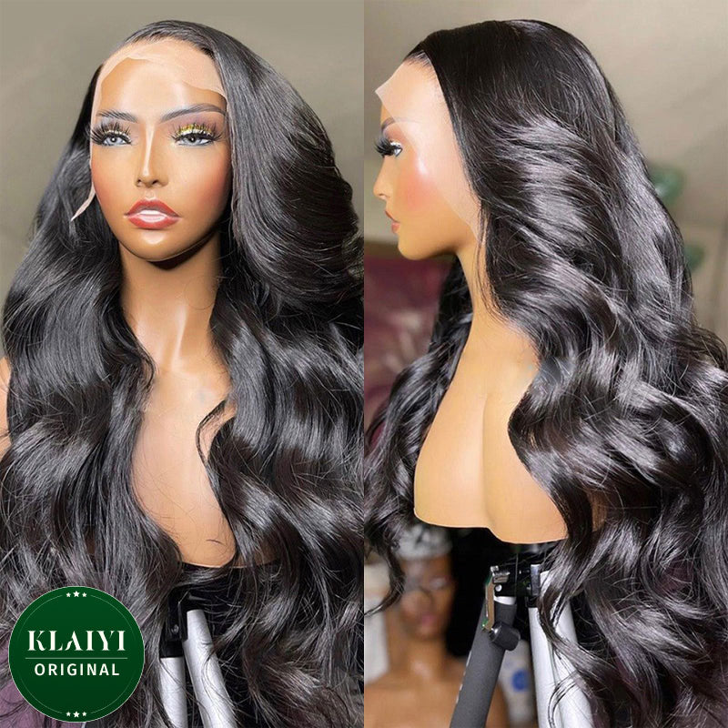 Extra70% OFF | Klaiyi Body Wave No Glue Wigs 13x4 Invisible Transparent Lace Front Human Hair Wigs Pre-everything Wig