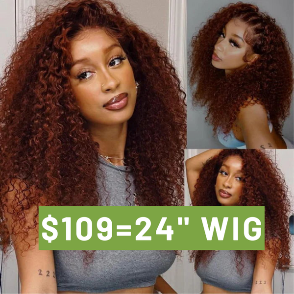 18"-24"| Klaiyi Reddish Brown Color 13x4 Lace Frontal Wig Flash Sale