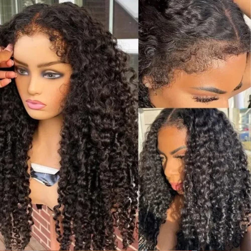 $100 OFF | Code: SAVE100 Klaiyi Jerry Curly 7x5 Bye Bye Knots Wigs with Kinky Edge Bleached Knots Human Hair Wig