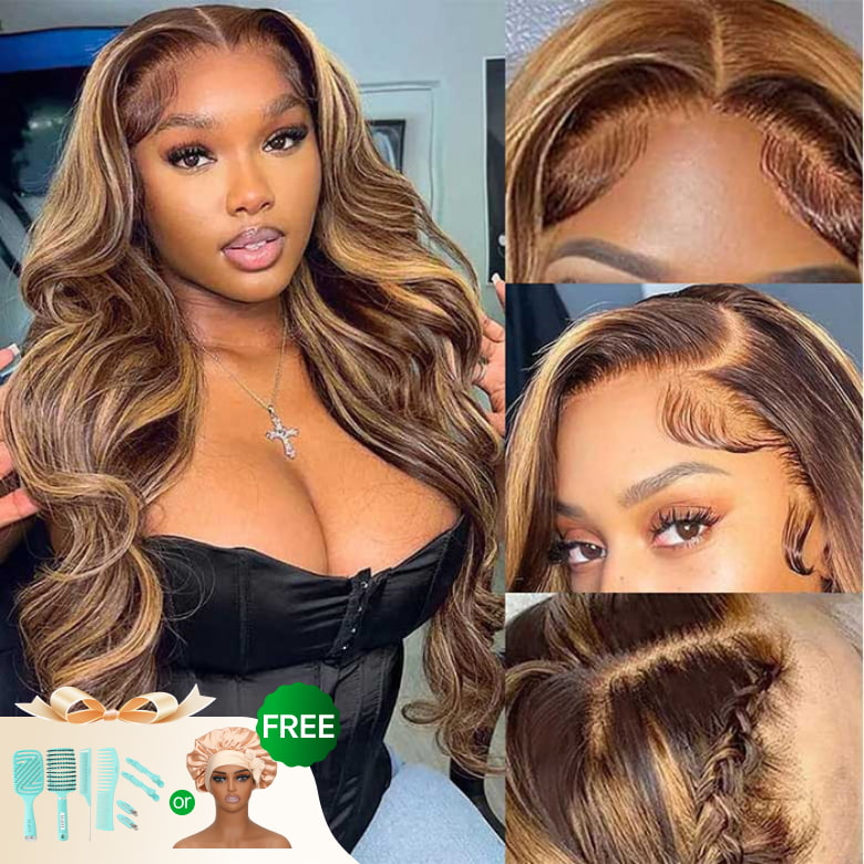 Klaiyi 7x5 Highlight Blonde Body Wave Bye Bye Knots Wig 4.0  Put On and Go Bleach Knots Wig Human Hair Flash Sale