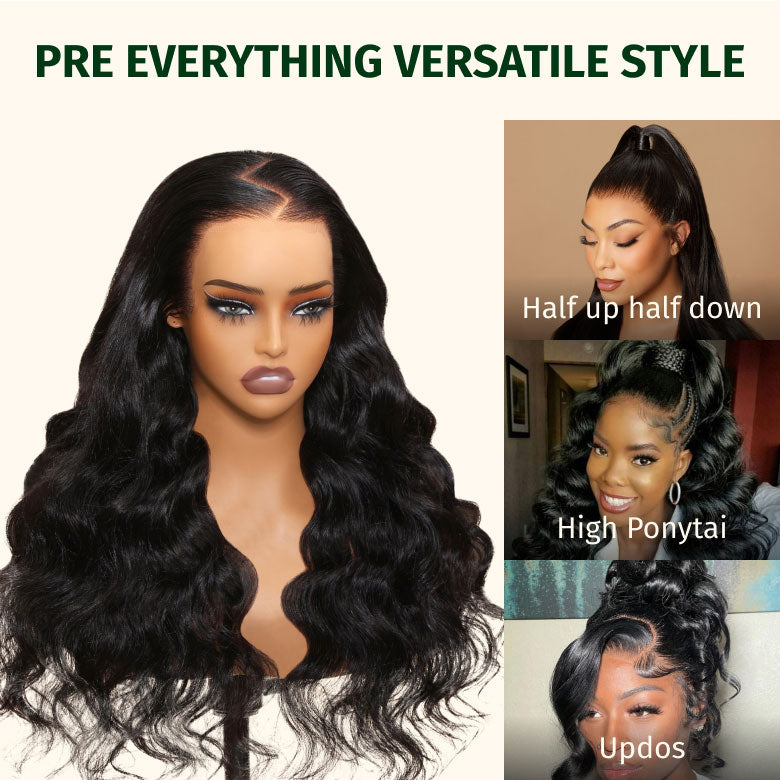 Extra70% OFF | Klaiyi Body Wave No Glue Wigs 13x4 Invisible Transparent Lace Front Human Hair Wigs Pre-everything Wig