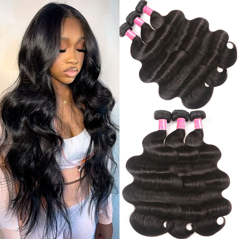 Klaiyi Brazilian Hair Body Wave Human Virgin Hair Weft 3 or 4 Bundles/Pack