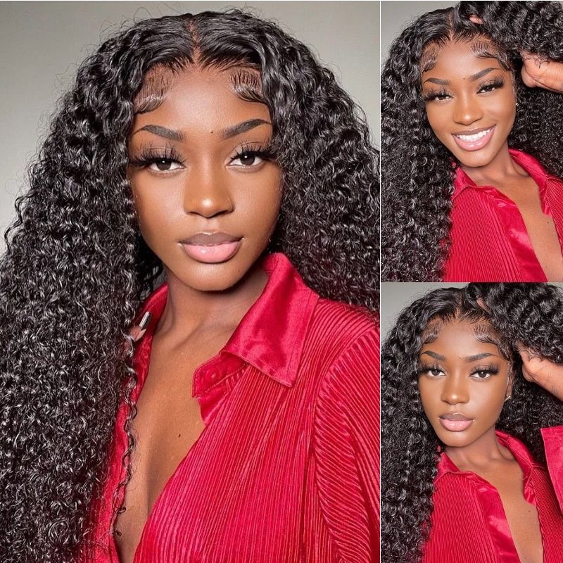 Klaiyi 180% Jerry Curly Hair 5x5 HD Lace Wig Pre-Cut Put On and Go Glueless Wig Flash Sale