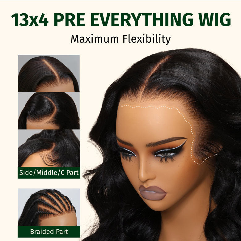 Extra70% OFF | Klaiyi Body Wave No Glue Wigs 13x4 Invisible Transparent Lace Front Human Hair Wigs Pre-everything Wig